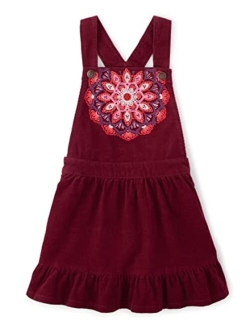 Girls and Toddler Embroidered Sleeveless Skirtall Jumpers