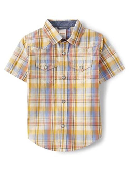 Gymboree Boys' Family Matching Short Sleeve Button Down Shirt, Dad and Son