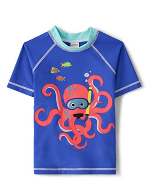 Gymboree Boys' and Toddler Embroidered Short Sleeve Rashguard