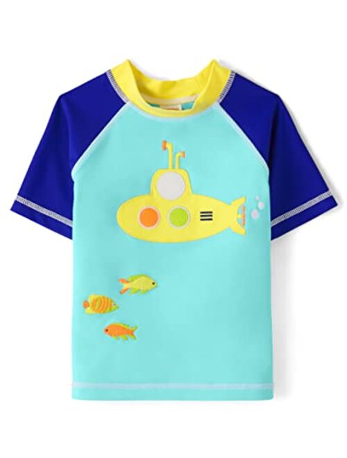 Gymboree Boys' and Toddler Embroidered Short Sleeve Rashguard