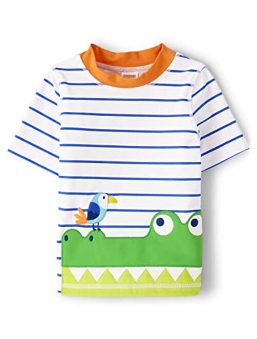 Gymboree Boys' and Toddler Embroidered Short Sleeve Rashguard