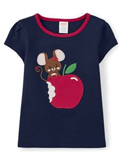 Baby Girls' and Toddler Embroidered Graphic Short Sleeve T-Shirts