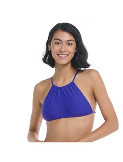 Women's Standard Smoothies Sage Solid High Neck Bikini Top Swimsuit with 2-Way Tie Back