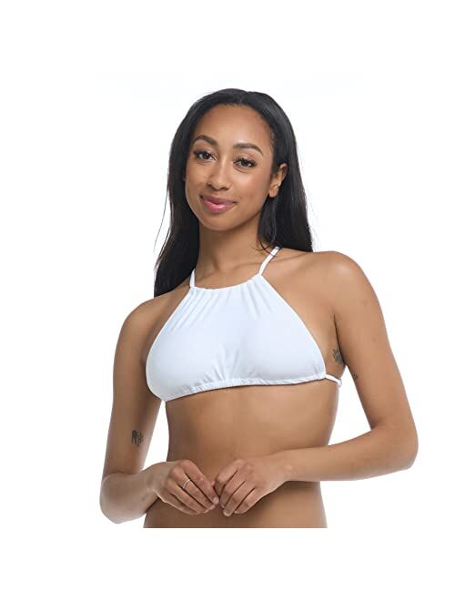 Body Glove Women's Standard Smoothies Sage Solid High Neck Bikini Top Swimsuit with 2-Way Tie Back