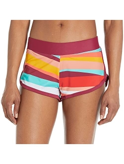 Women's Standard Pulse Elastic Waist Hybrid Pull on Swim Short with UPF 50