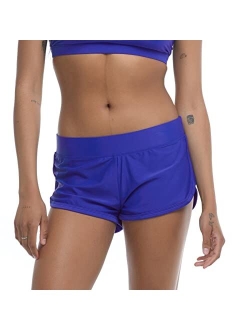 Women's Standard Pulse Elastic Waist Hybrid Pull on Swim Short with UPF 50