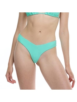 Women's Standard Smoothies Kendal Solid High Cut V-Front Cheeky Bikini Bottom Swimsuit