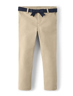 Girls and Toddler Belted Twill Chino Pants Long