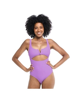 Women's Standard Smoothies Eli Solid One Piece Swimsuit with V-Wire Neckline