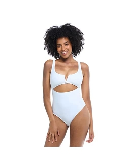 Women's Standard Smoothies Eli Solid One Piece Swimsuit with V-Wire Neckline