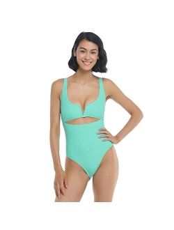 Women's Standard Smoothies Eli Solid One Piece Swimsuit with V-Wire Neckline