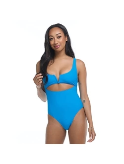 Women's Standard Smoothies Eli Solid One Piece Swimsuit with V-Wire Neckline