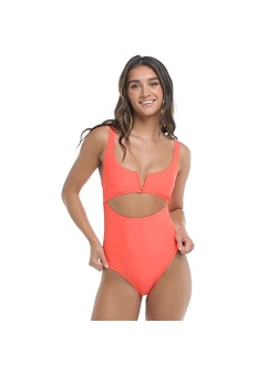 Women's Standard Smoothies Eli Solid One Piece Swimsuit with V-Wire Neckline