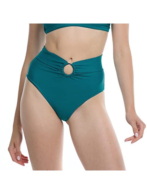 Body Glove Women's Standard Smoothies Woodstock Solid High Rise Bikini Bottom Swimsuit