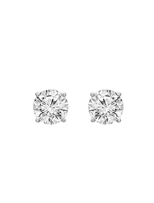 La4ve Diamonds La4ve 1.00-2.00 Carat Diamond Sterling Silver Stud Earrings for Women,Stylish Prong Set Sterling Silver Round Cut Flat Back Earrings Lab Grown Diamond (J V