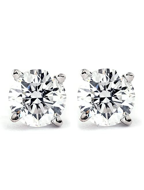 P3 POMPEII3 14k White or Yellow Gold 1 Ct T.W. Round-Cut Natural Diamond Studs Women's Screw Back Earrings