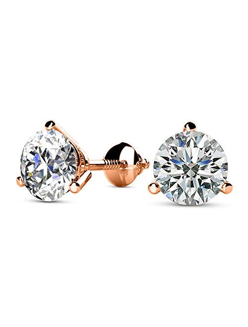 Houston Diamond District 3/4-5 IGI Certified LAB-GROWN Round Cut Diamond Earrings 3 Prong Screw Back Value Collection (D-E COLOR, VS1-VS2 CLARITY)