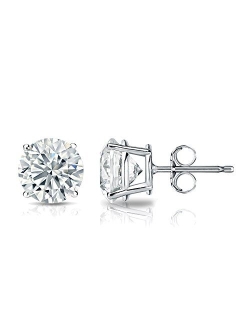 1/5 to 2 Carat Lab Grown Diamond Round Stud Earrings in 14k Gold (VS2-SI1, cttw) 4-Prong Basket Push Back by Diamond Wish