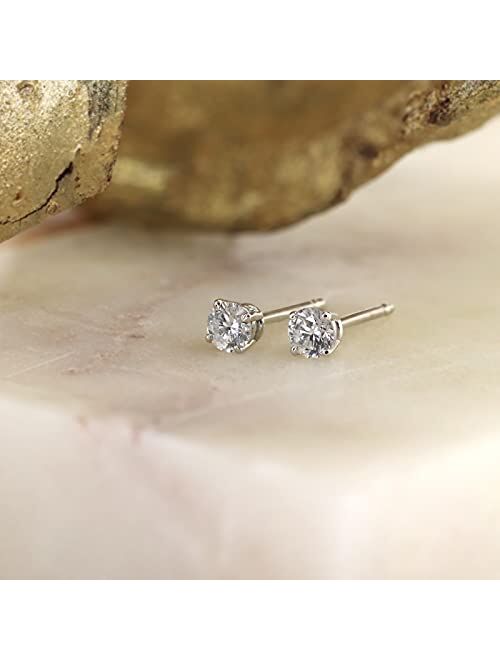 1/5 to 2 Carat Lab Grown Diamond Round Stud Earrings in 14k Gold (VS2-SI1, cttw) 4-Prong Basket Push Back by Diamond Wish