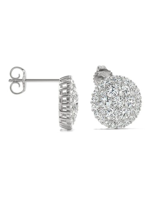 Charles & Colvard Moissanite Cluster Earrings 1 ct. t.w. Diamond Equivalent in 14k White Gold