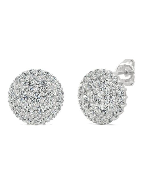 Charles & Colvard Moissanite Cluster Earrings 1 ct. t.w. Diamond Equivalent in 14k White Gold