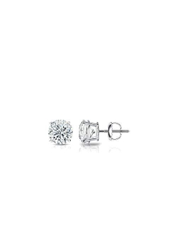 Lab Grown Diamond Stud Earrings in 14k Gold Round (1/4 to 1 1/4cttw, E-F, VS1-VS2) 4-Prong Basket, Screw-backs by Diamond Wish