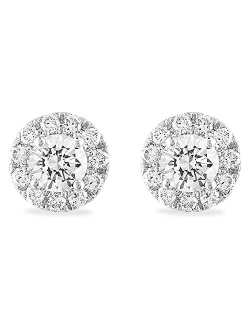 Auriga Fine Jewelry 14k Gold Round Lab Grown Diamond Halo Stud Earrings (0.75ct To 1 ct, Color-D, Clarity-VS) Fine Jewelry For Women