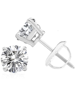 IGI Certified 1/4-2 Carat Lab Grown Diamond Stud Earrings in 14k Gold with 4-Prong Setting | Real Diamond Earrings for Women 14k Real Gold | Yellow & White Gold Diamond E