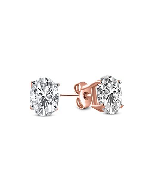 1 Carat - 6 Carat | 14K Gold | IGI Certified Lab Grown Solitaire Diamond Stud Earrings | Oval Shape Push Back Prong Setting Friendly Diamonds Earrings | F-G Color, VS1-VS