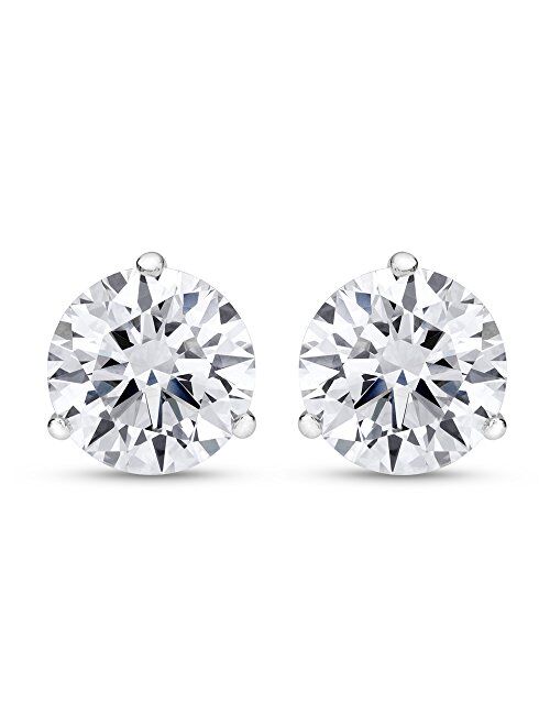 Houston Diamond District 1 Carat Solitaire Diamond Stud Earrings Round Brilliant Shape 3 Prong Screw Back (J-K Color, I2 Clarity)