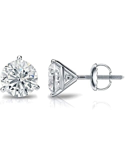 1/4 to 2 Carat Lab Grown Diamond Round Stud Earrings in 14k Gold (E-F, SI1-SI2, cttw) 3-Prong Martini Screw Back by Diamond Wish