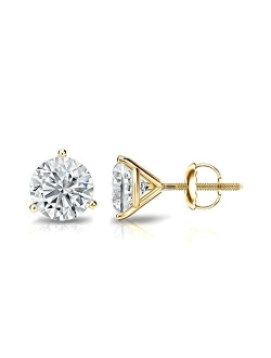 1/4 to 2 Carat Lab Grown Diamond Round Stud Earrings in 14k Gold (E-F, SI1-SI2, cttw) 3-Prong Martini Screw Back by Diamond Wish