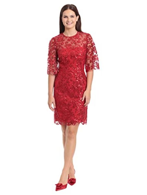 Maggy London Women's Occasion Holiday Embroidered Dress Embroidery Event Wedding Party Guest of