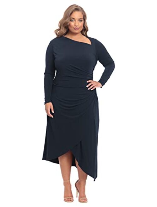 Maggy London Women's Long Sleeve Asymmetric Neck and Hem Dress