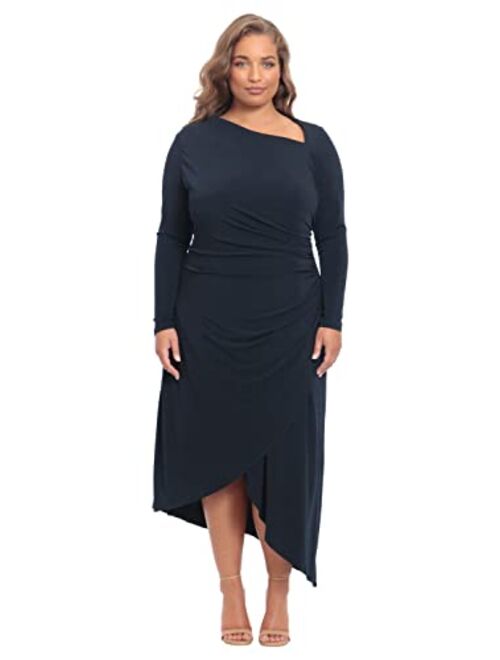 Maggy London Women's Long Sleeve Asymmetric Neck and Hem Dress