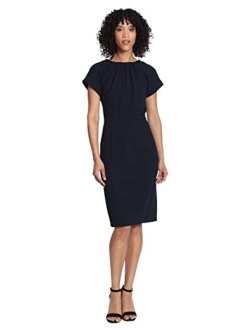 Women's Short Sleeve Sheath Scuba Crepe Dress