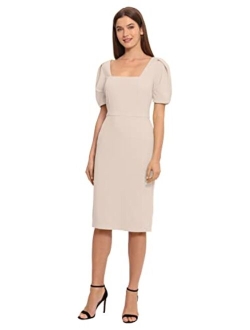 Women's Short Sleeve Sheath Scuba Crepe Dress