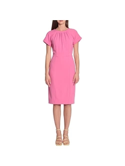 Women's Short Sleeve Sheath Scuba Crepe Dress