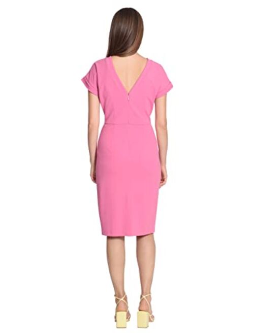 Maggy London Women's Short Sleeve Sheath Scuba Crepe Dress