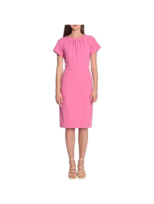 Maggy London Women's Short Sleeve Sheath Scuba Crepe Dress