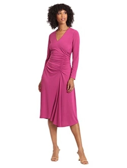 Women's V-Neck Matte Jersey Fit and Flare Dress