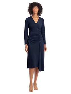 Women's V-Neck Matte Jersey Fit and Flare Dress