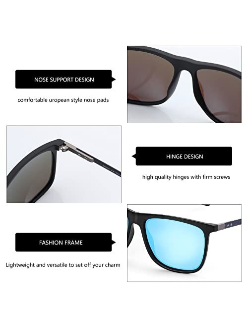 ZENOTTIC Square Polarized Sunglasses for Men Ultralight Carbon Fiber Sun Glasses Driving Fishing Golf Sports UV400 Protection