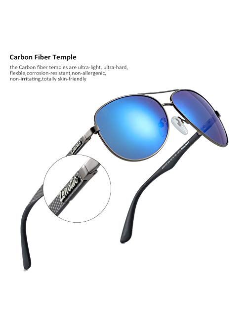 ZENOTTIC Polarized Aviator Sunglasses for Men Carbon Fiber Temple Pilot Sun Glasses with Mirrored Lens UV Protection