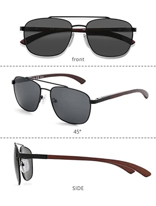 ZENOTTIC Aviator Wood Polarized Sunglasses for Men 100% UV Protection Fishing Driving Golf