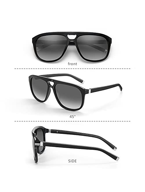 ZENOTTIC Aviator Sunglasses for Men Polarized UV Protection Square Fashion Double Bridge Retro Pilot Sun Glasses Oversized