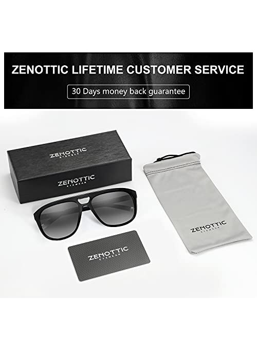 ZENOTTIC Aviator Sunglasses for Men Polarized UV Protection Square Fashion Double Bridge Retro Pilot Sun Glasses Oversized