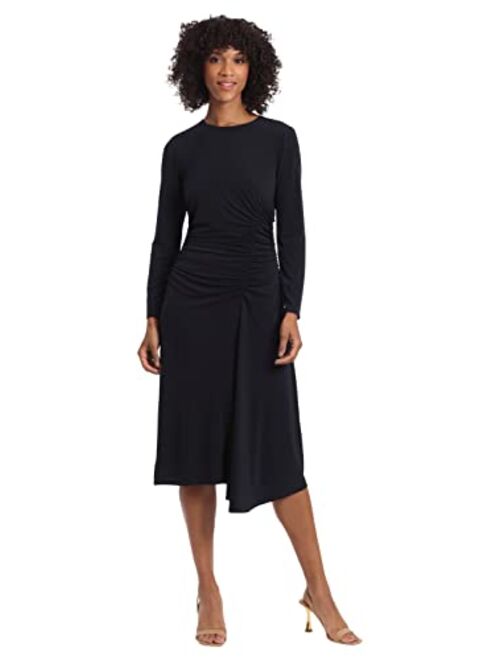 Maggy London Women's Long Sleeve Side Ruched Matte Jersey Dress Workwear Event Party Guest of Wedding