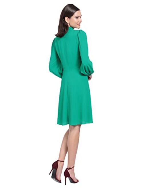 Maggy London Women's Long Sleeve Tie Neck Fit and Flare Dress