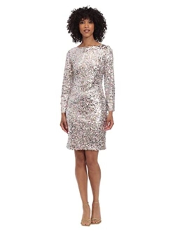 Women's Long Sleeve Back V-Neck Sequin Dress